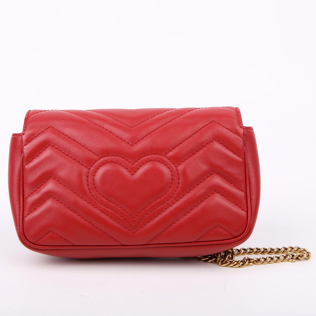 Gucci 476433 Marmont Leather Super Mini Flap Red