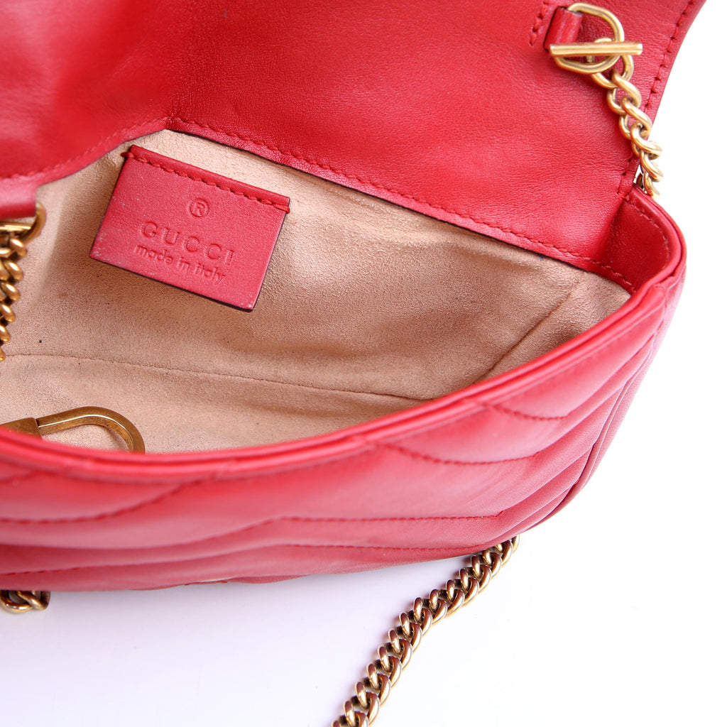 Gucci 476433 Marmont Leather Super Mini Flap Red