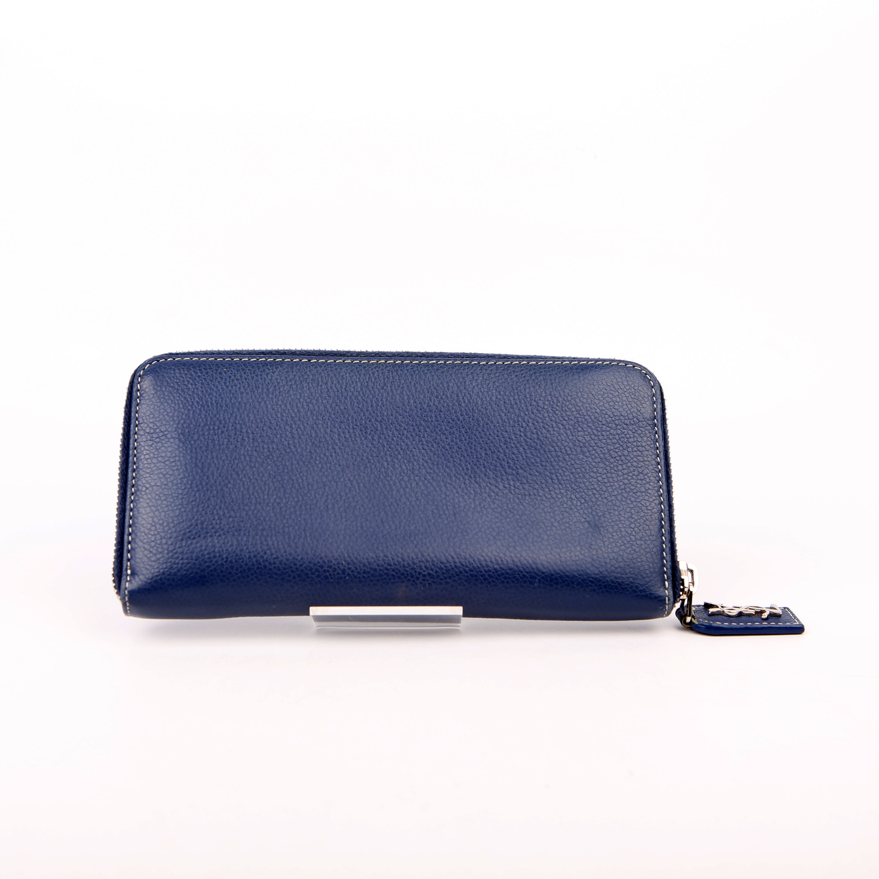 Saint Laurent Logo Zip Around Wallet 414680 Blue