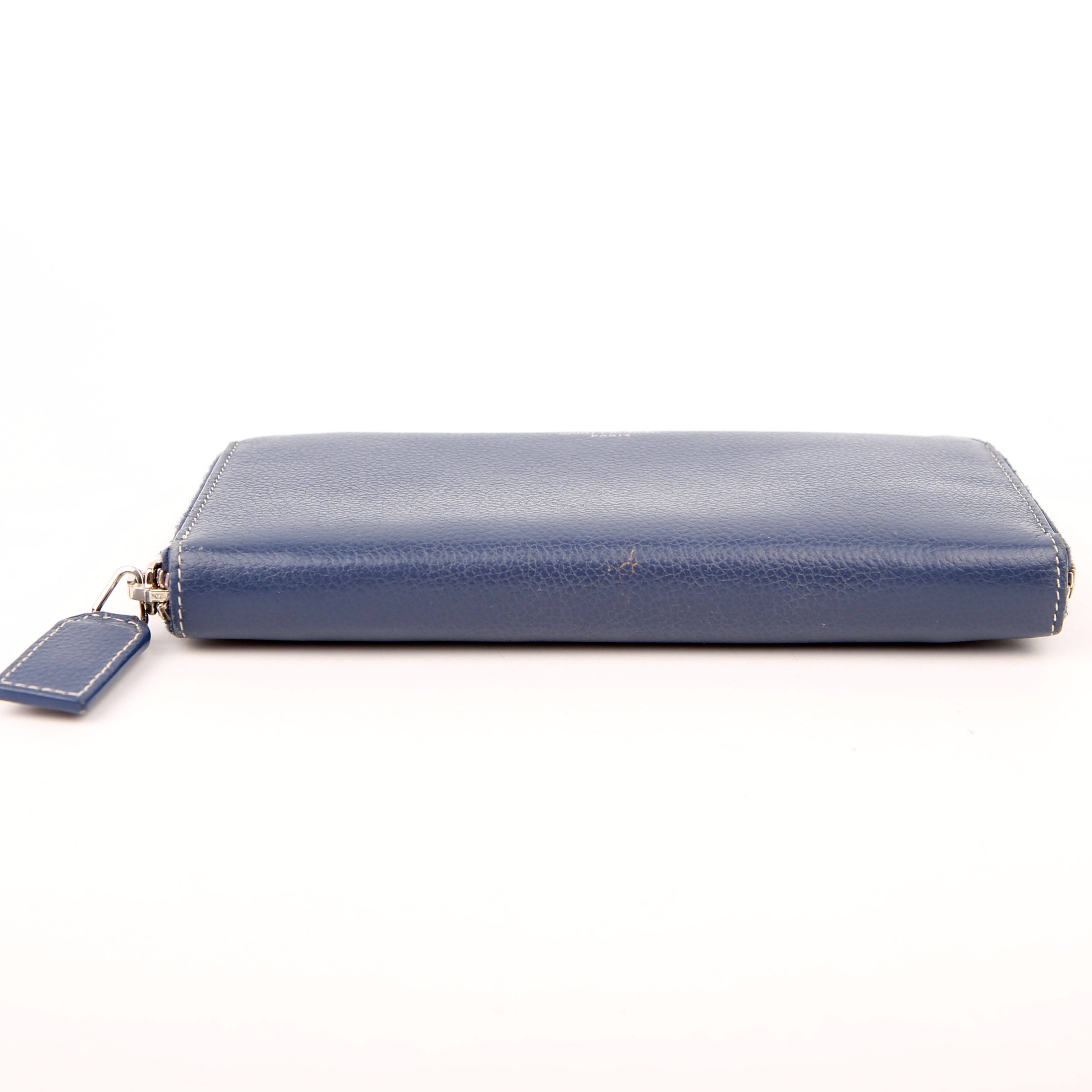 Saint Laurent Logo Zip Around Wallet 414680 Blue
