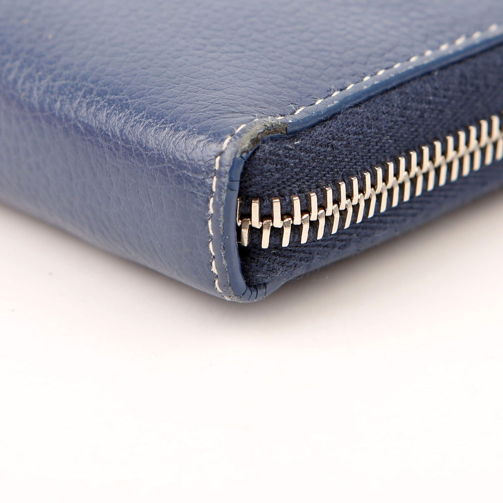 Saint Laurent Logo Zip Around Wallet 414680 Blue