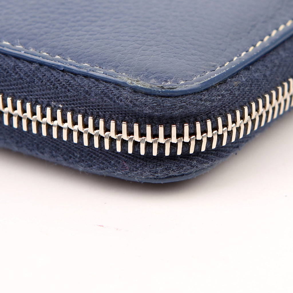 Saint Laurent Logo Zip Around Wallet 414680 Blue