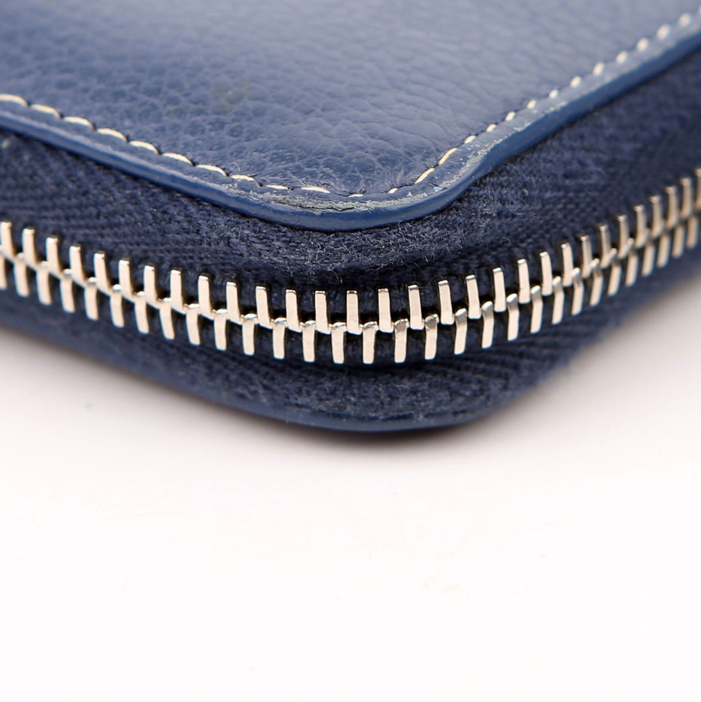 Saint Laurent Logo Zip Around Wallet 414680 Blue