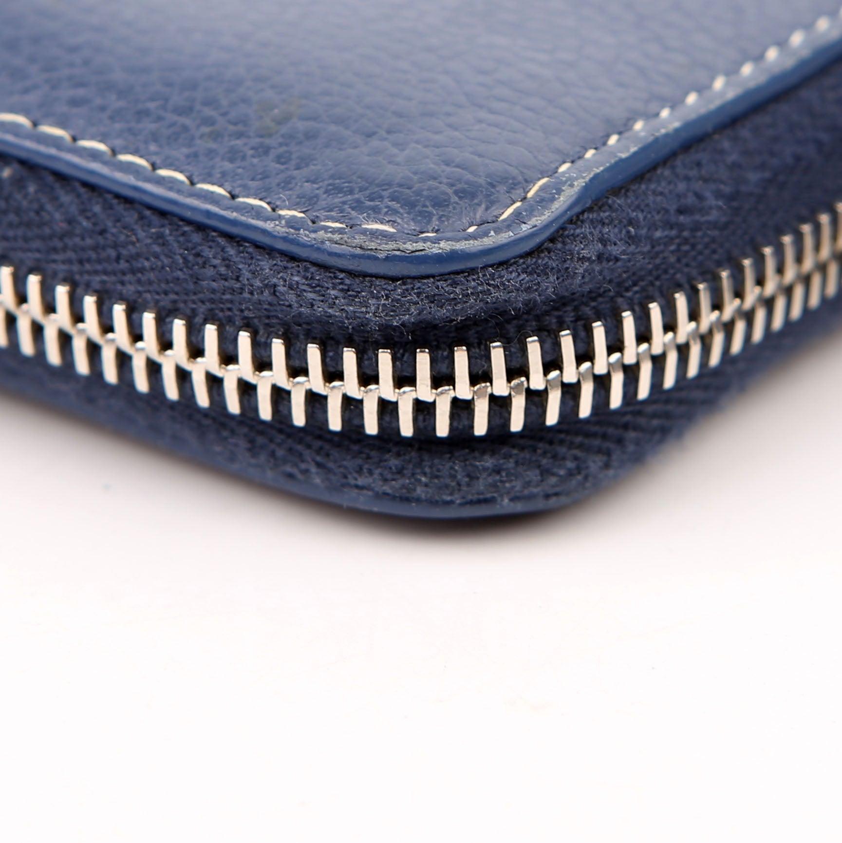 Saint Laurent Logo Zip Around Wallet 414680 Blue