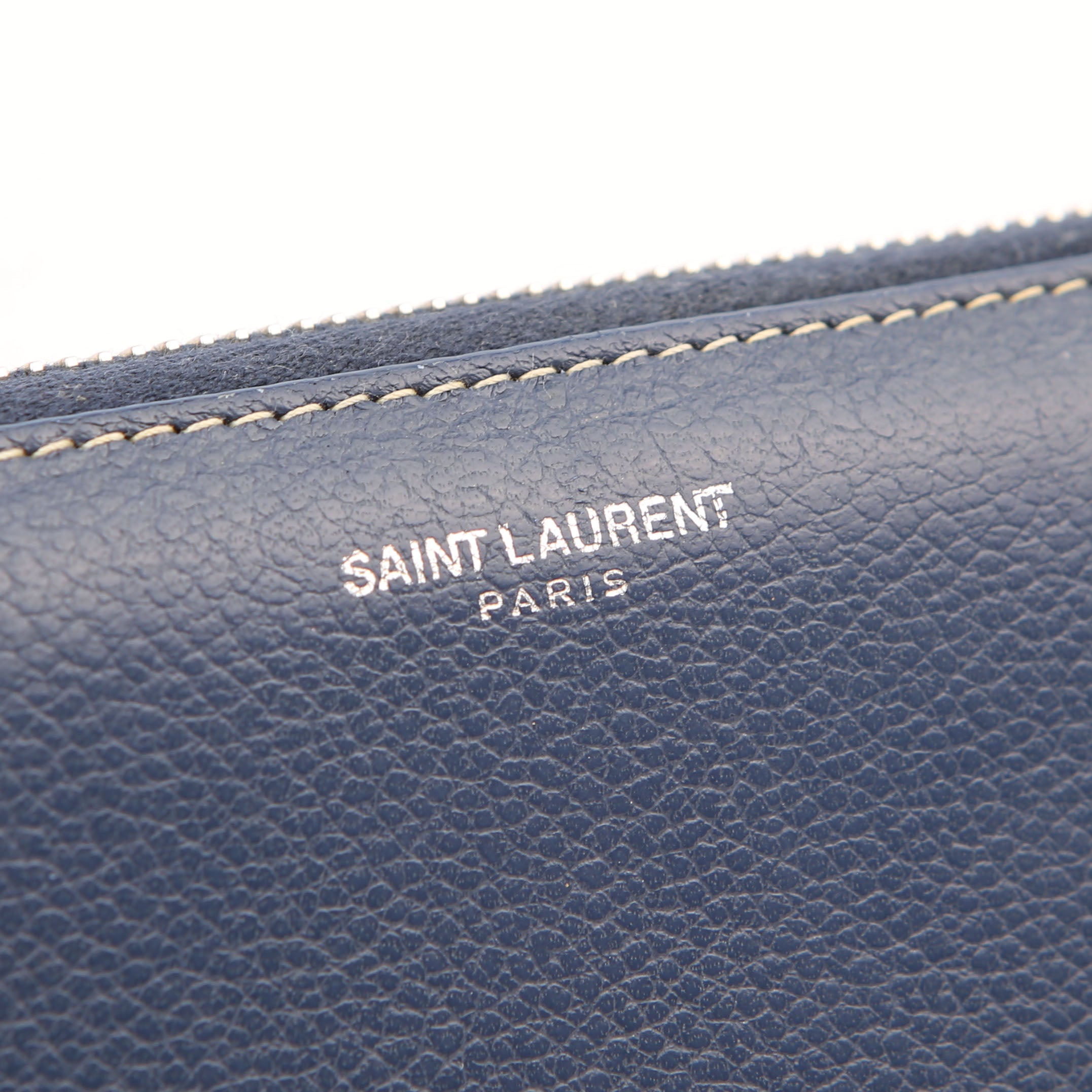 Saint Laurent Logo Zip Around Wallet 414680 Blue