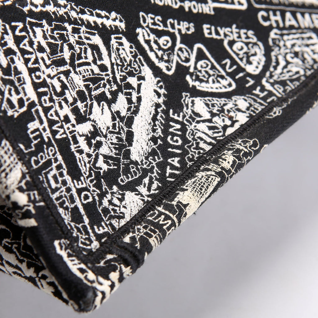 Christian Dior Book Tote Embossed Plan De Paris Medium Black