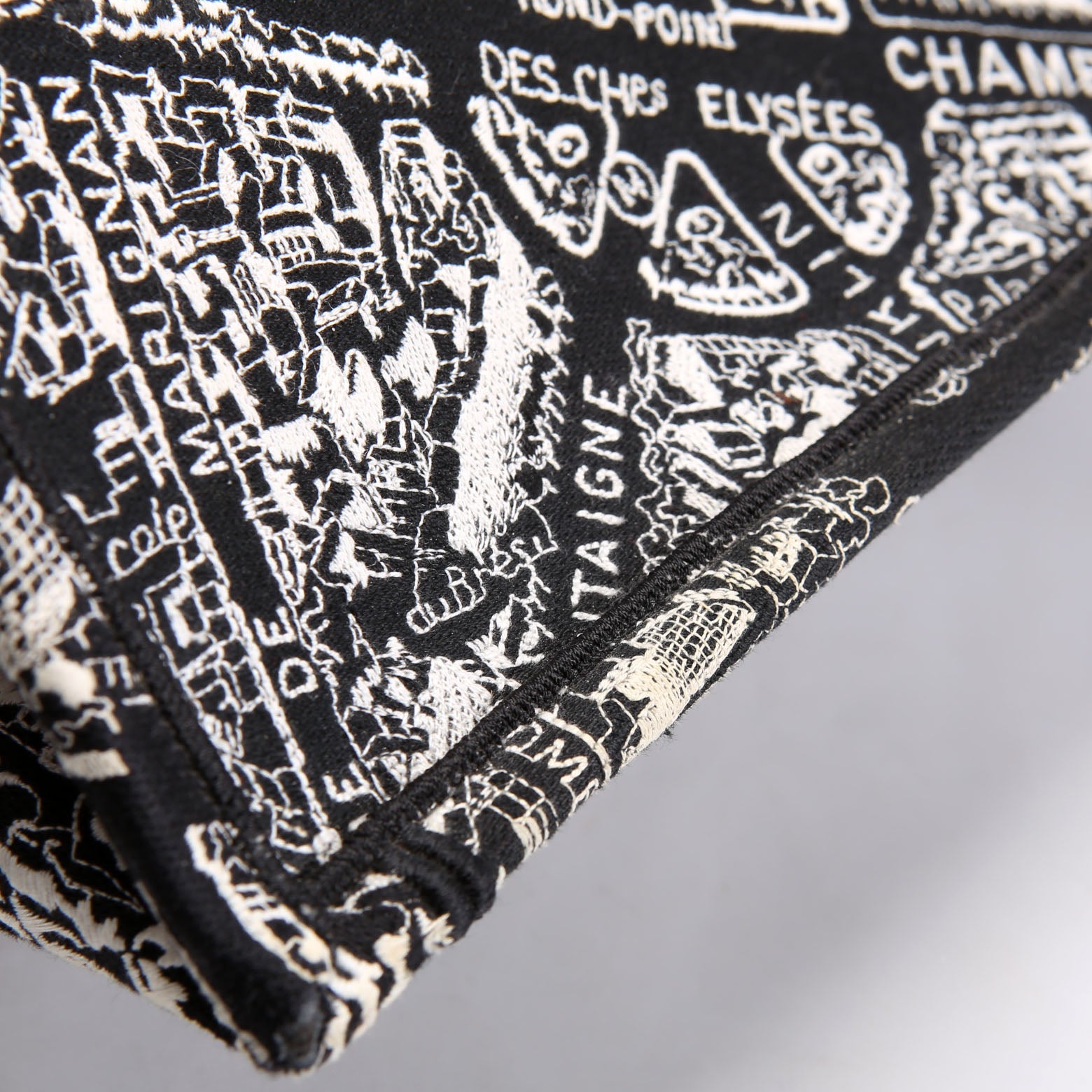 Christian Dior Book Tote Embossed Plan De Paris Medium Black