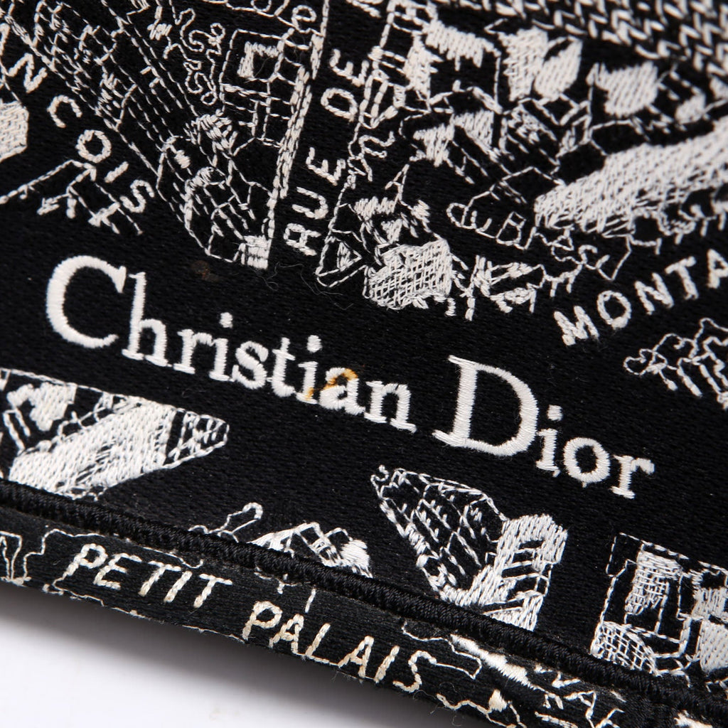 Christian Dior Book Tote Embossed Plan De Paris Medium Black