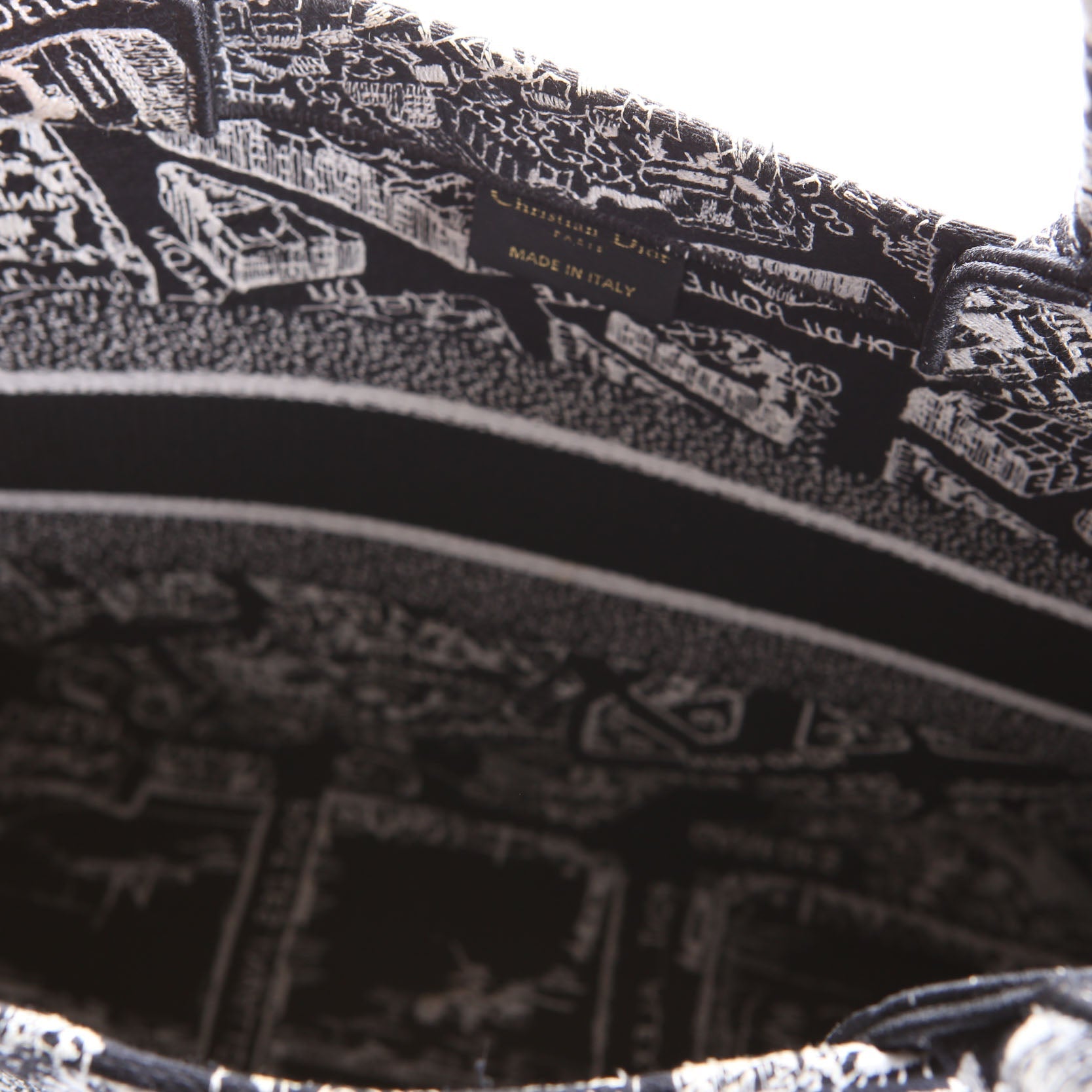 Christian Dior Book Tote Embossed Plan De Paris Medium Black