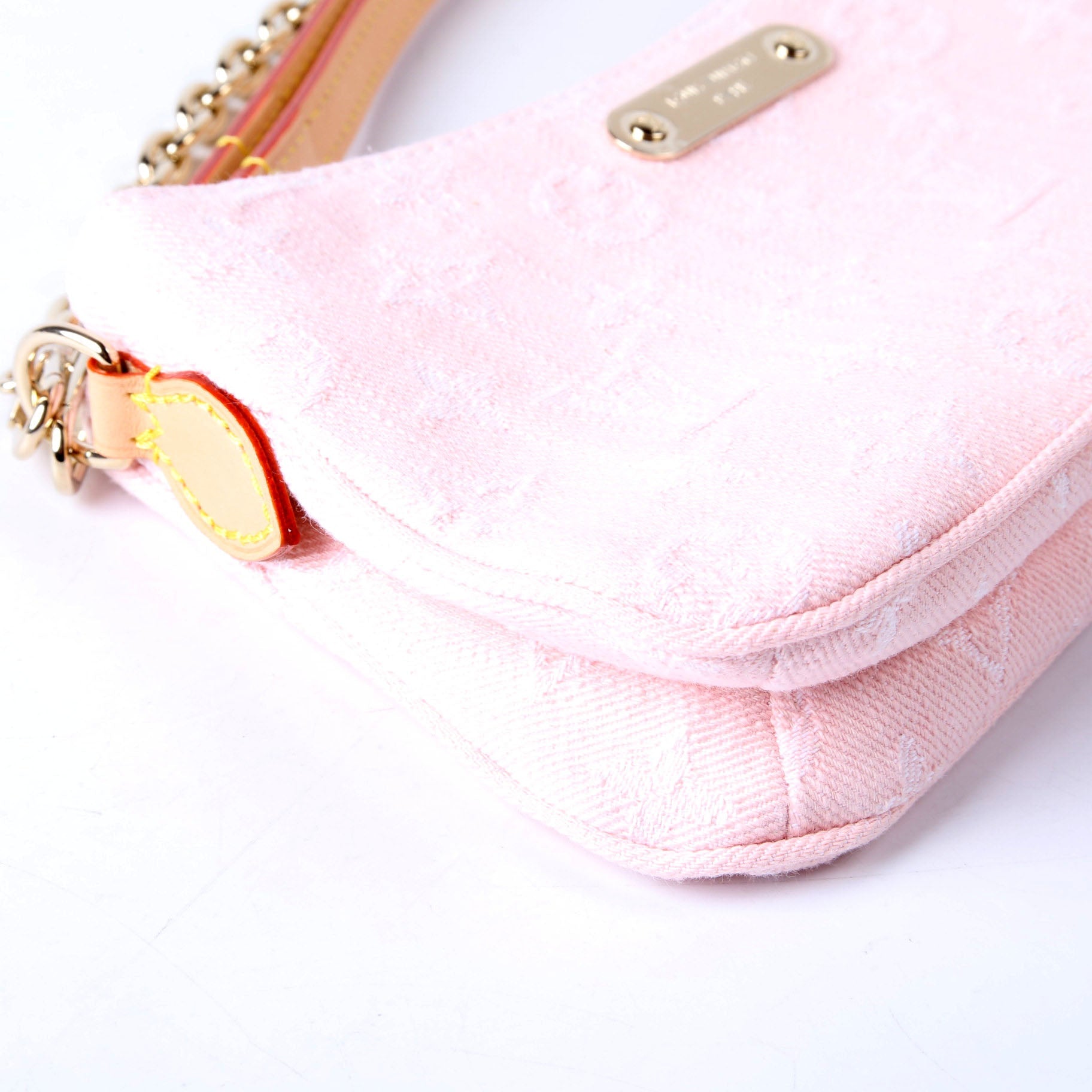 Louis Vuitton Pochette LIV Monogram Denim Pink