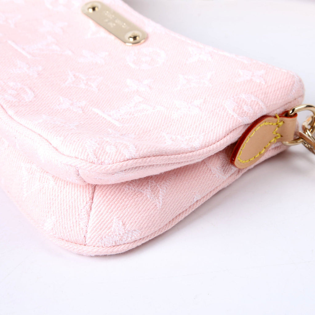 Louis Vuitton Pochette LIV Monogram Denim Pink