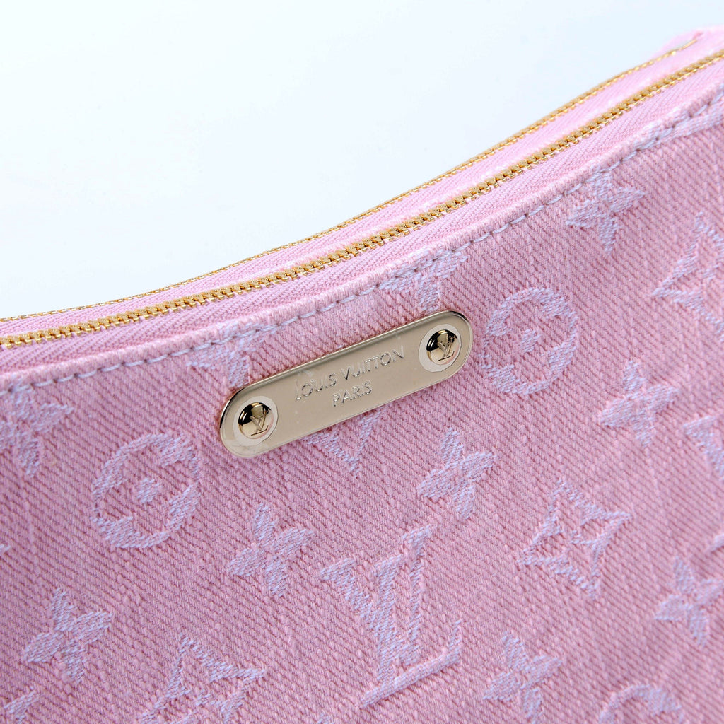 Louis Vuitton Pochette LIV Monogram Denim Pink