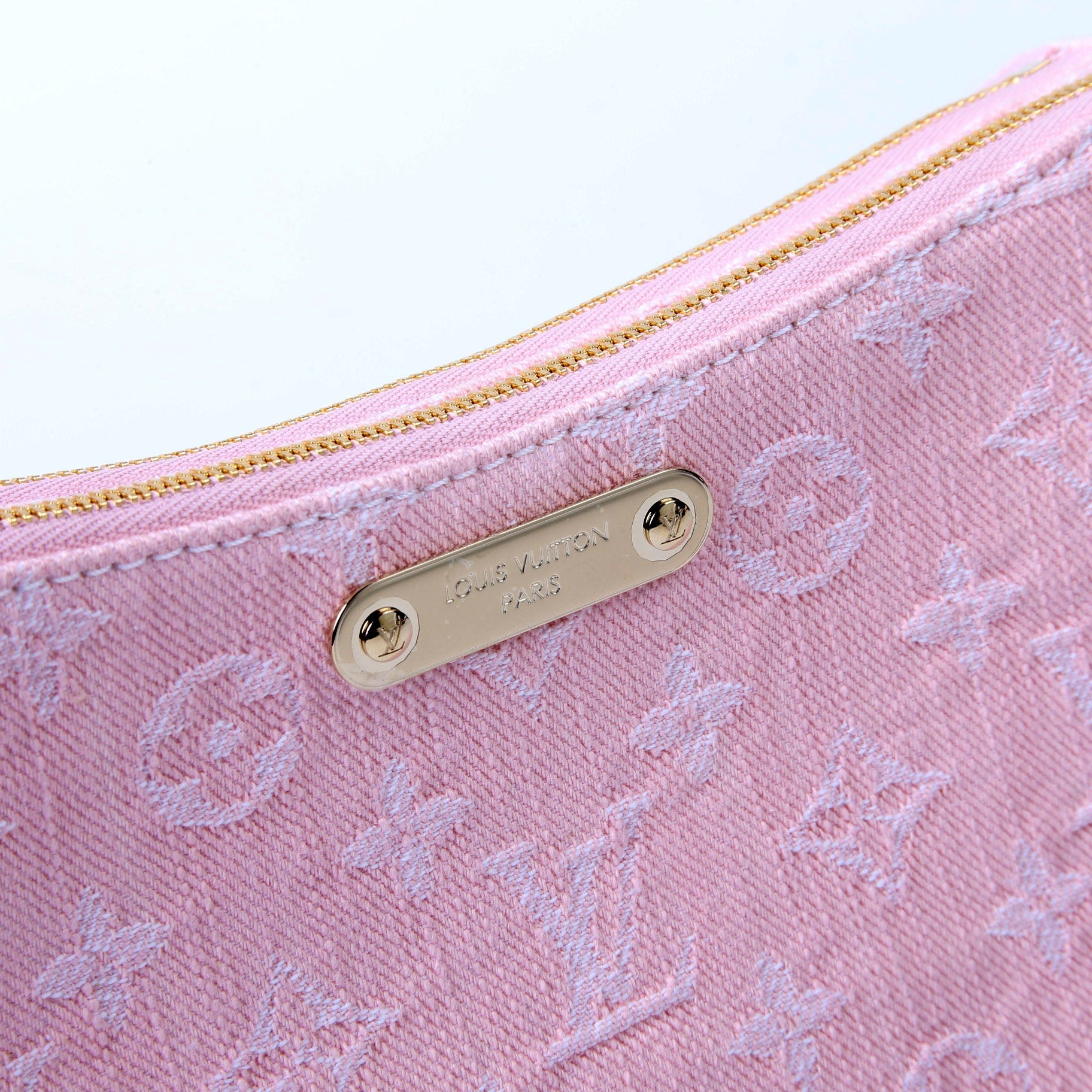 Louis Vuitton Pochette LIV Monogram Denim Pink