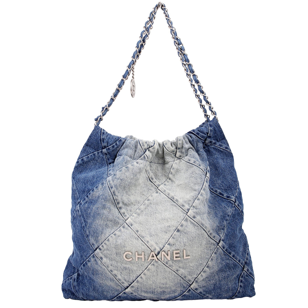 Chanel Chanel 22 Quilted Denim Hobo Blue