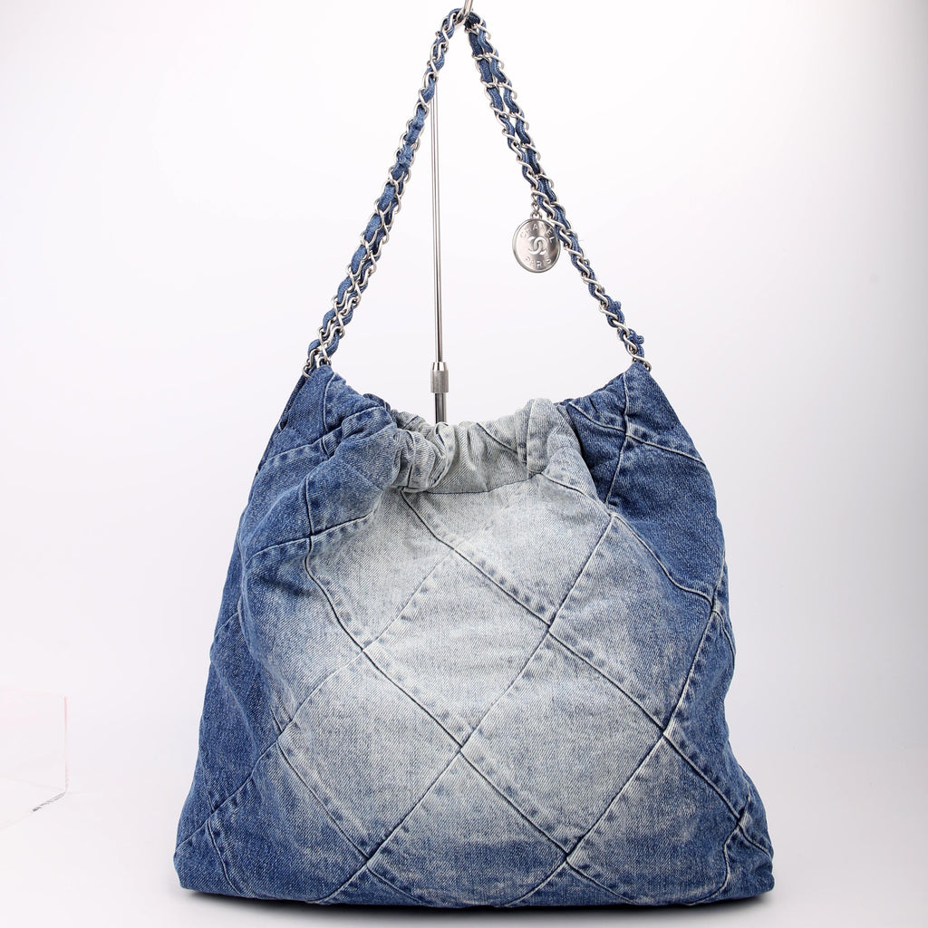Chanel Chanel 22 Quilted Denim Hobo Blue