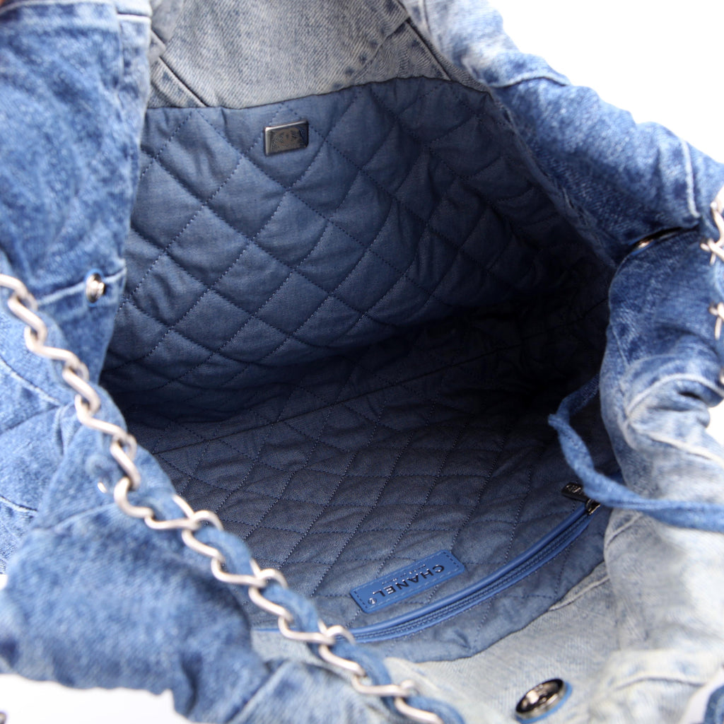 Chanel Chanel 22 Quilted Denim Hobo Blue
