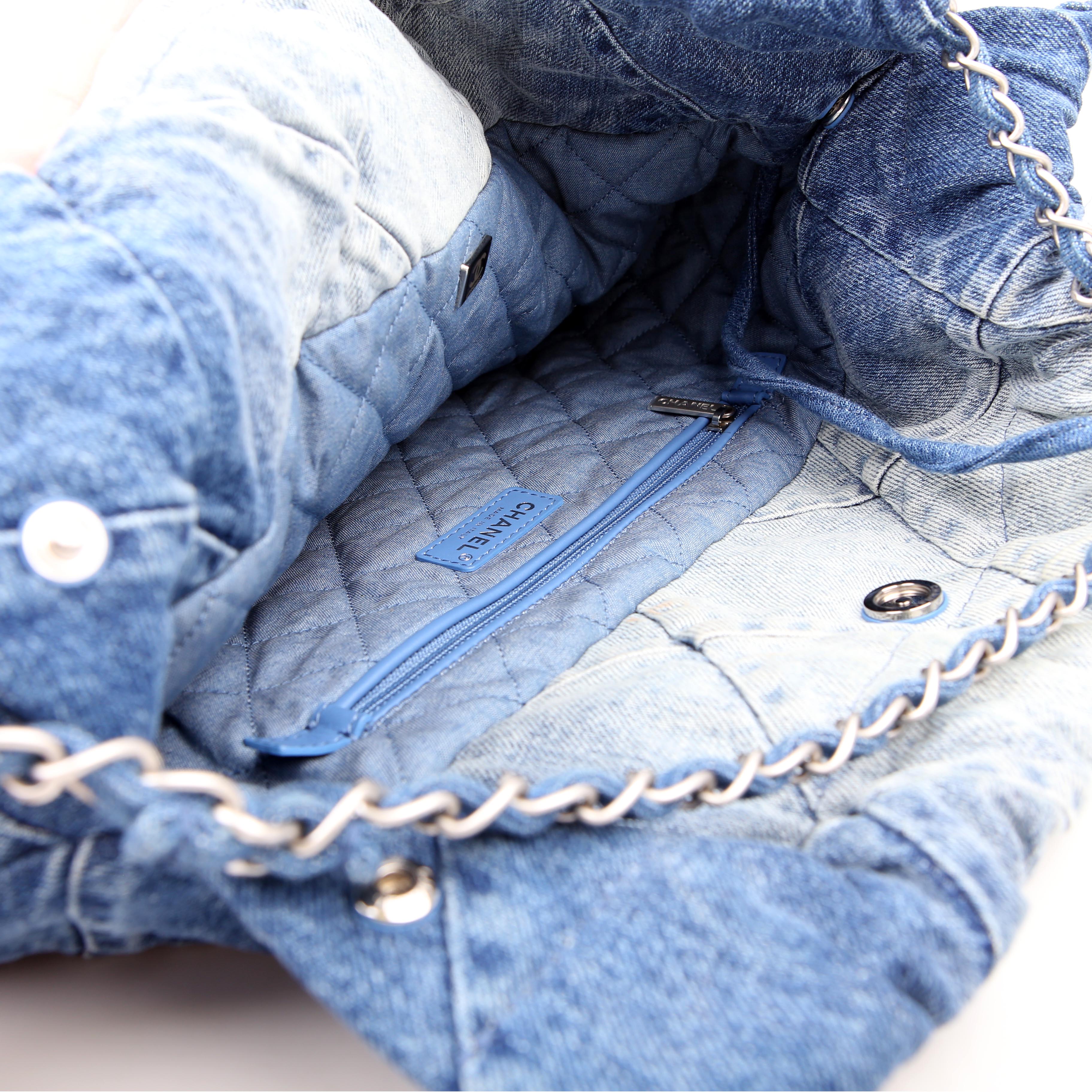 Chanel Chanel 22 Quilted Denim Hobo Blue