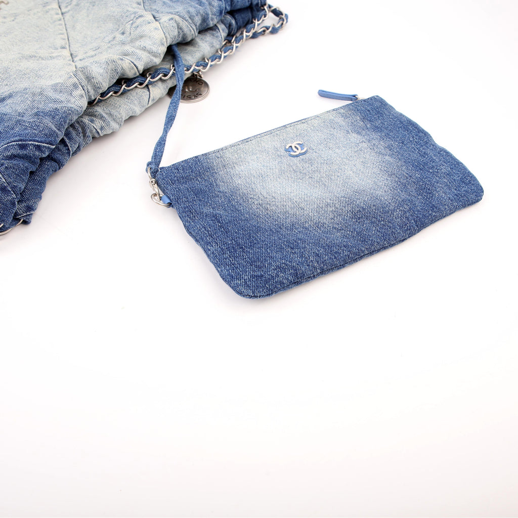 Chanel Chanel 22 Quilted Denim Hobo Blue