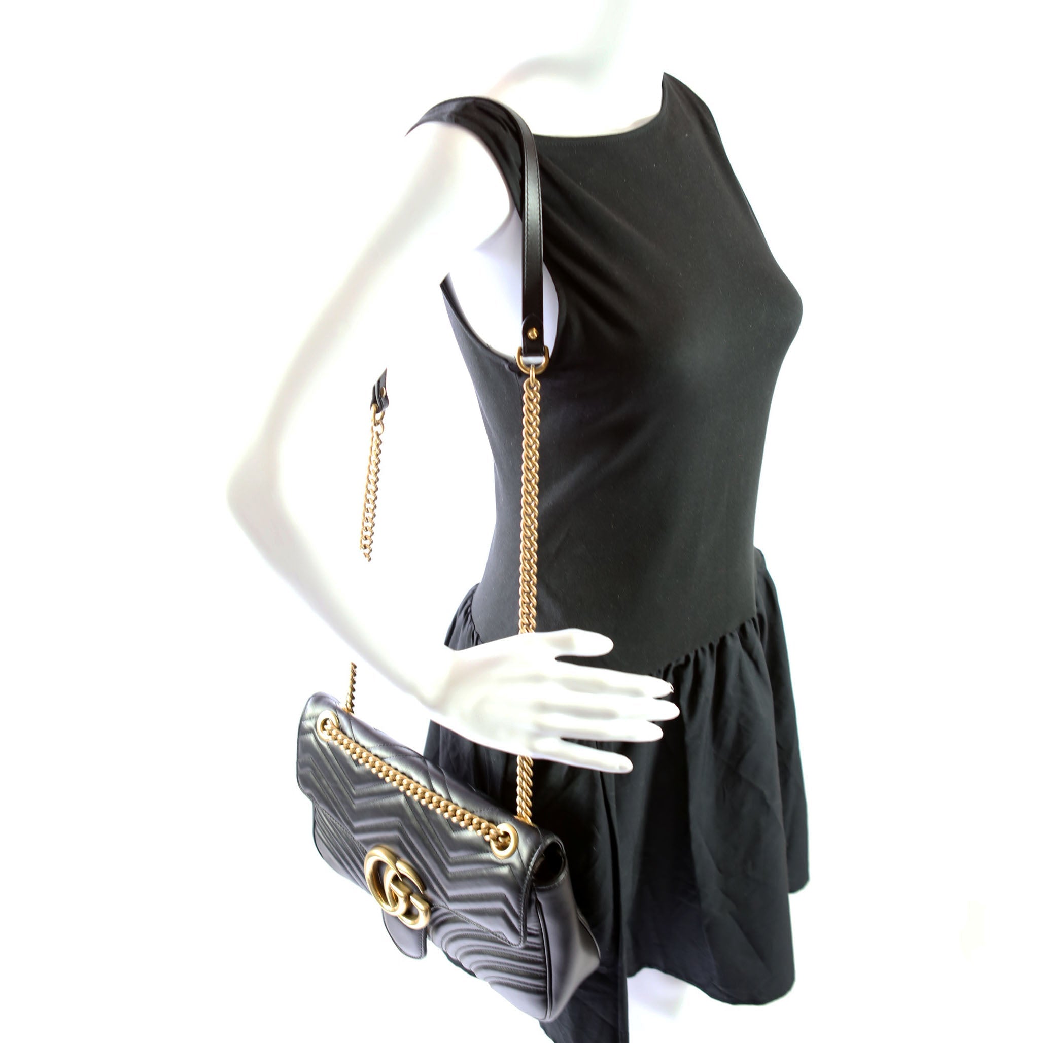 Gucci 443496 Marmont Leather Shoulder Medium