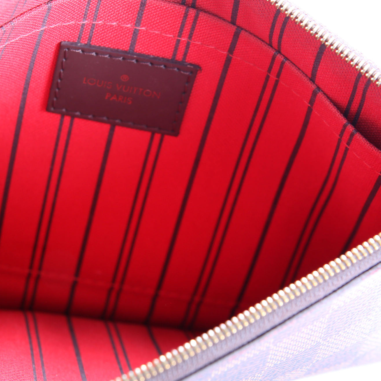 Louis Vuitton Pochette Only Damier Ebene Neverfull Red