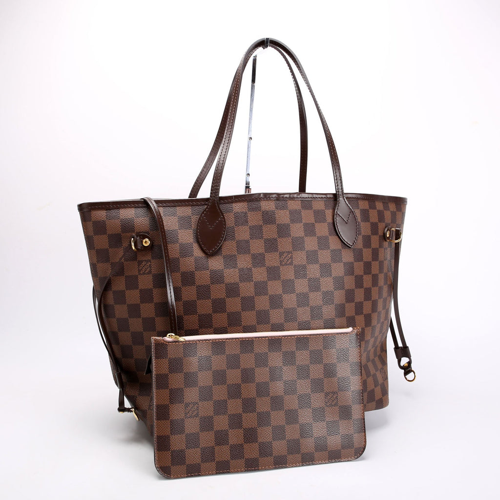Louis Vuitton Neverfull With Wallet MM Damier Ebene Pink