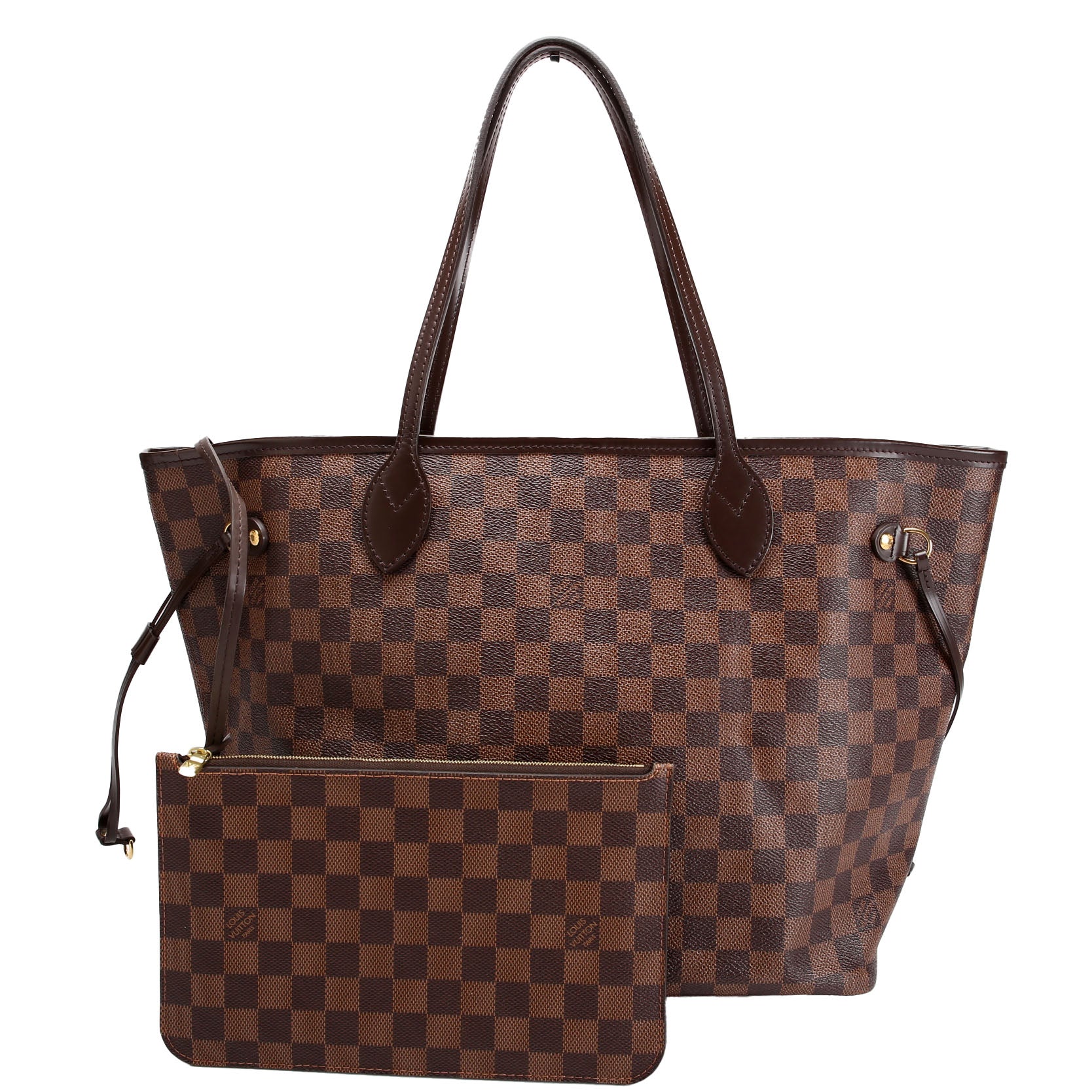 Louis Vuitton Neverfull With Wallet MM Damier Ebene Red