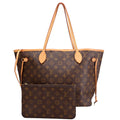Louis Vuitton Neverfull With Wallet MM Monogram Beige