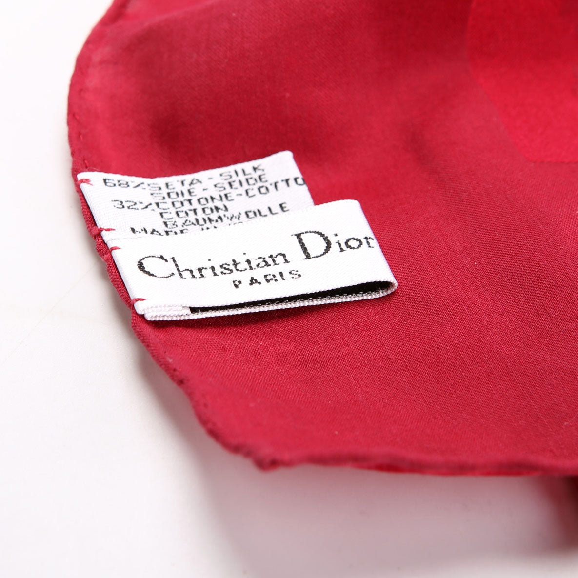 Christian Dior Scarf: Oblique Square Silk Cotton 65CM Maroon