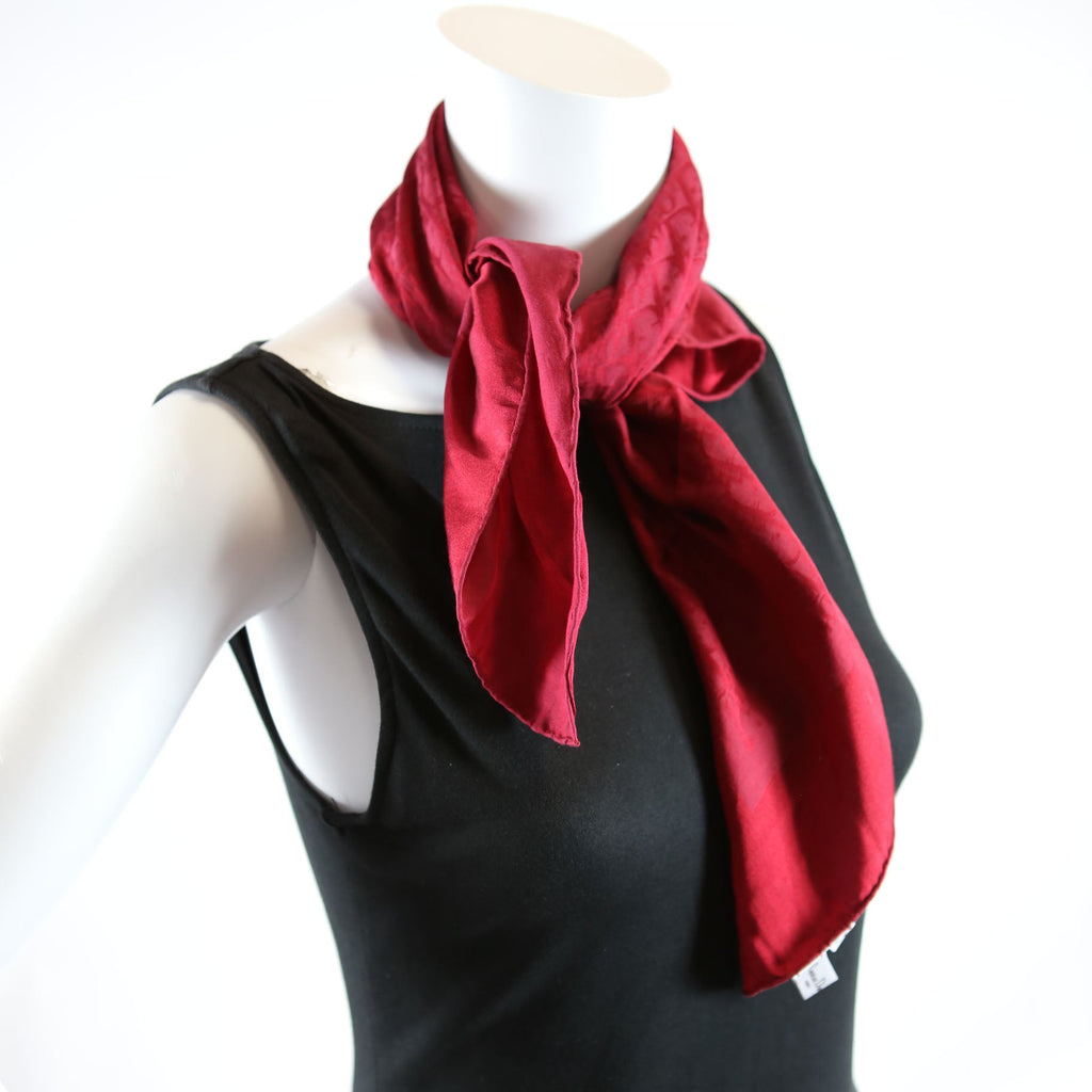Christian Dior Scarf: Oblique Square Silk Cotton 65CM Maroon
