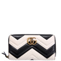 Gucci 443123 GG Marmont Zip Around Wallet Black/Ivory