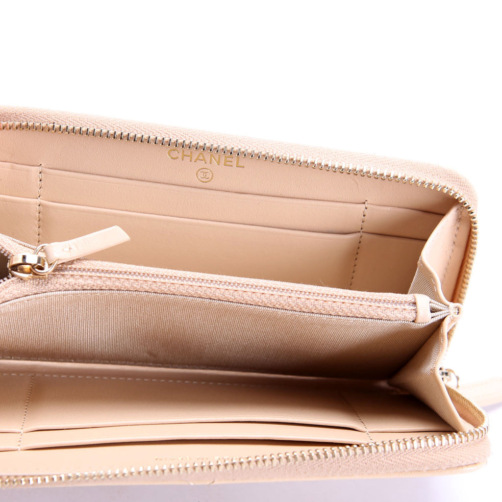 Chanel Chanel 19 Quilted Goatskin Long Zip Around Wallet Tan