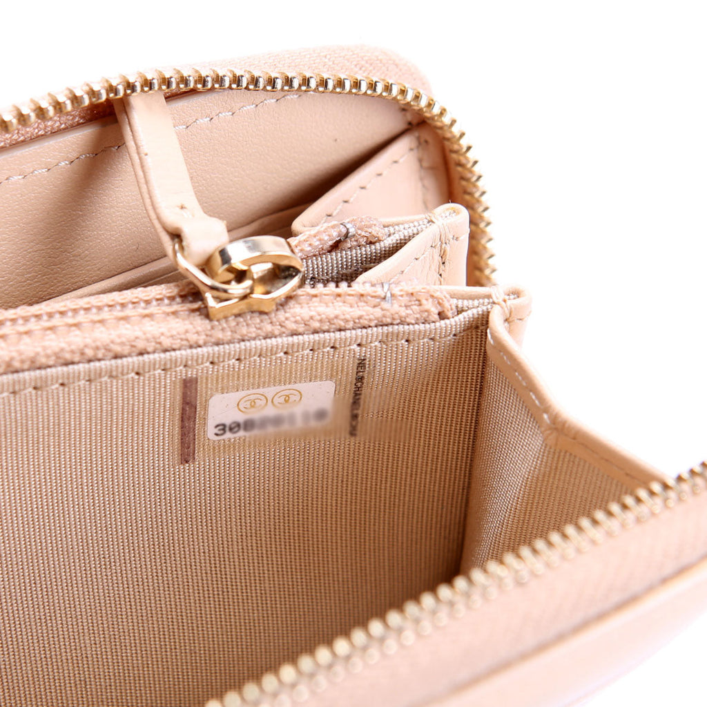 Chanel Chanel 19 Quilted Goatskin Long Zip Around Wallet Tan