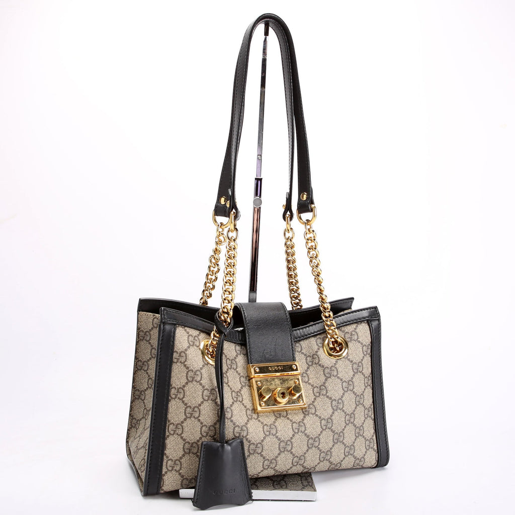 Gucci 498156 Padlock GG Small Tote Beige/Black