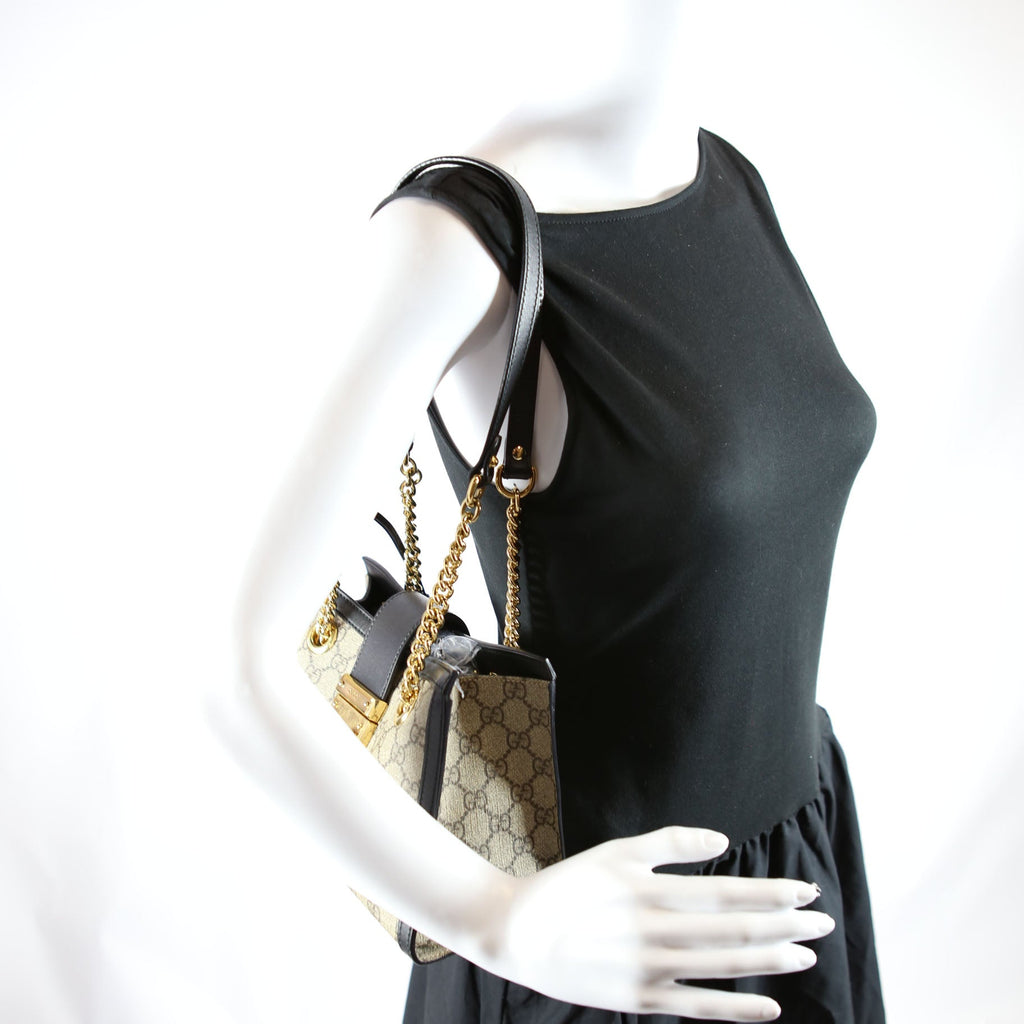 Gucci 498156 Padlock GG Small Tote Beige/Black