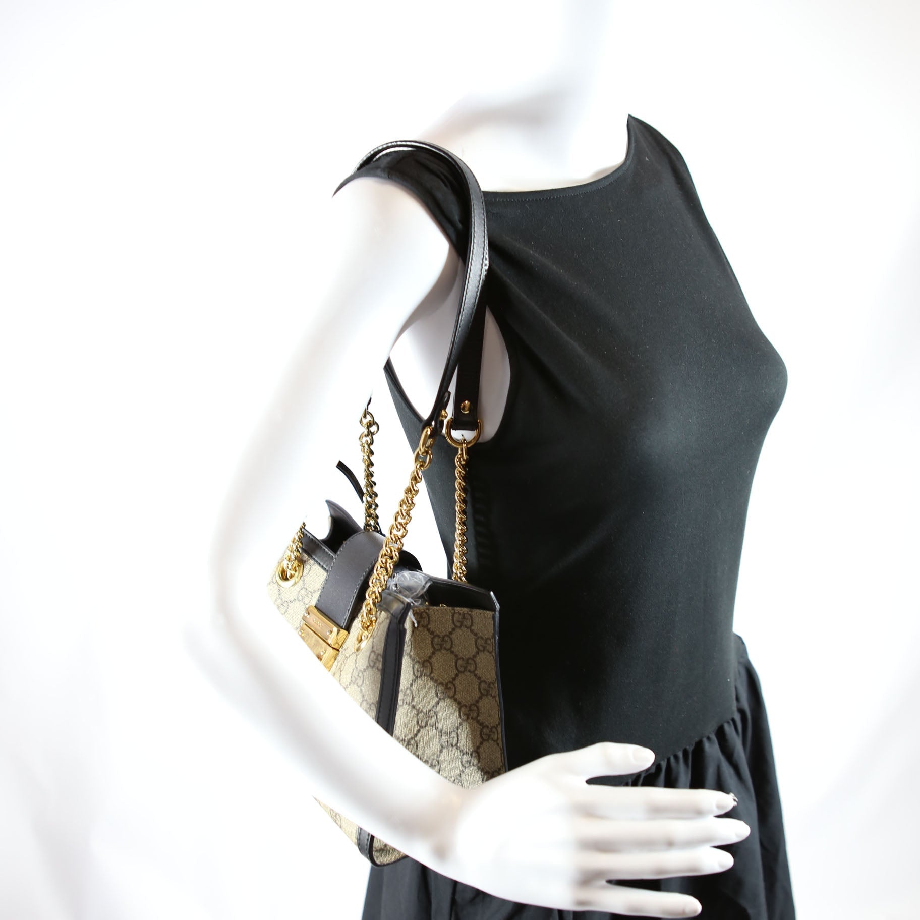 Gucci 498156 Padlock GG Small Tote Beige/Black