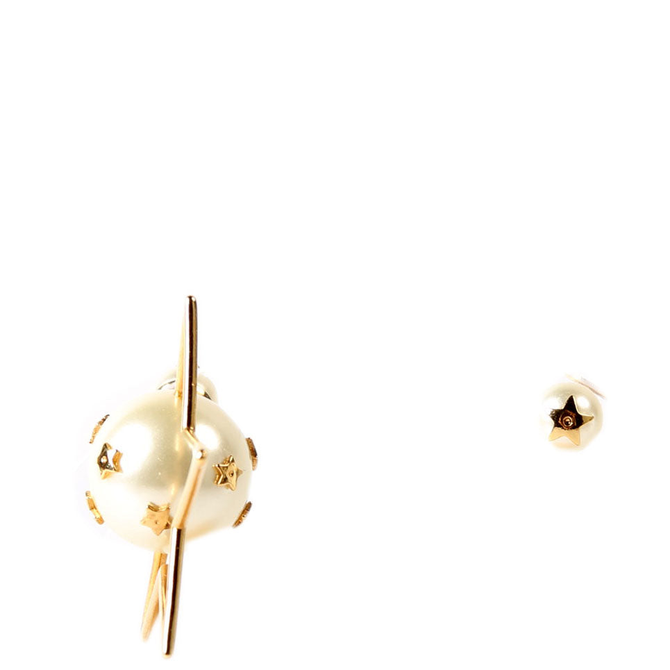 Christian Dior Pearl Star Tribales Stud Earrings Gold/Pearl