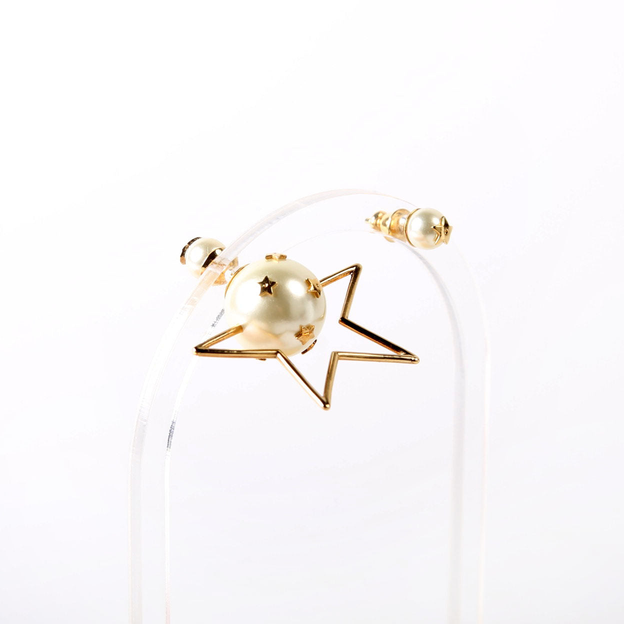 Christian Dior Pearl Star Tribales Stud Earrings Gold/Pearl