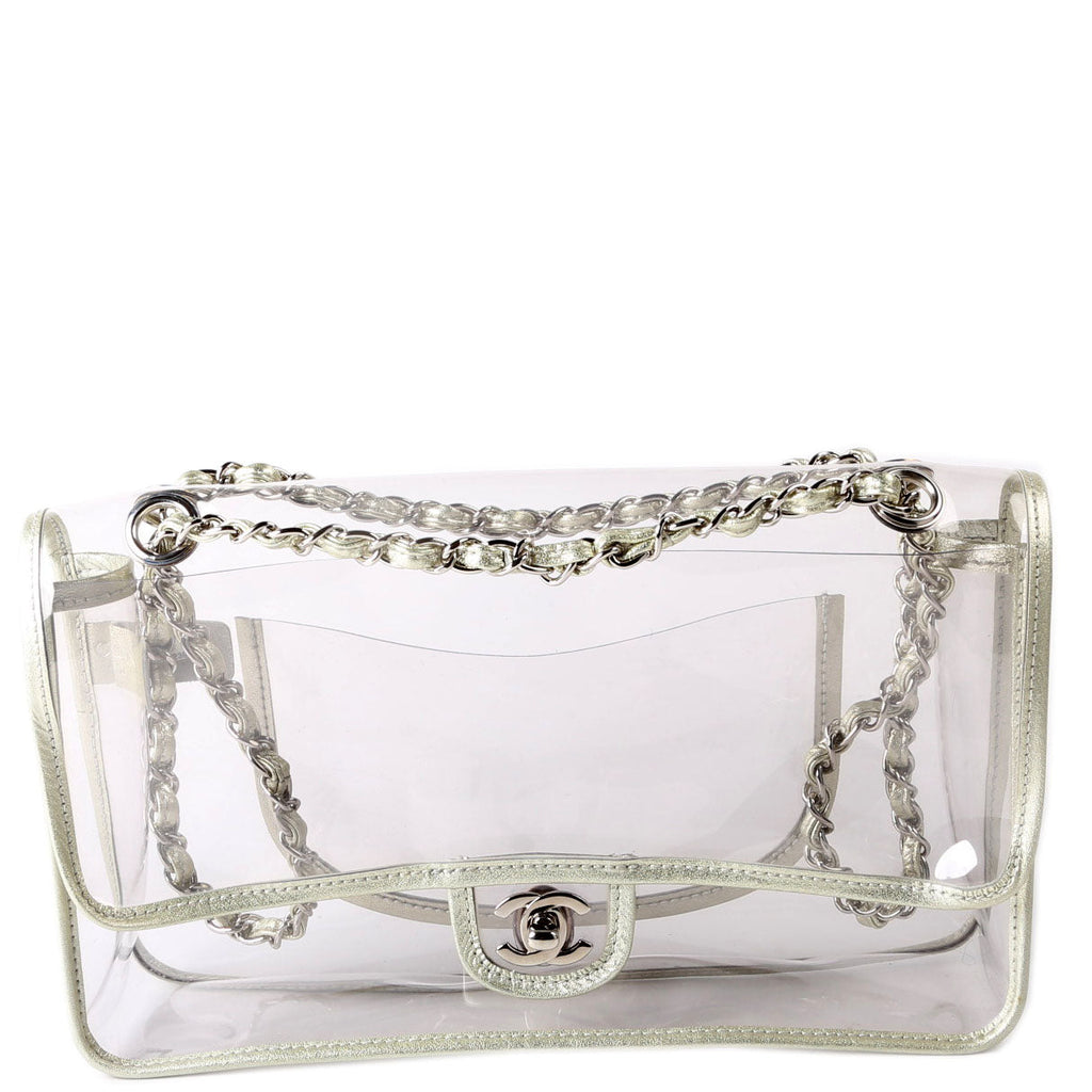 Chanel Naked Medium Single Flap 12M Silver
