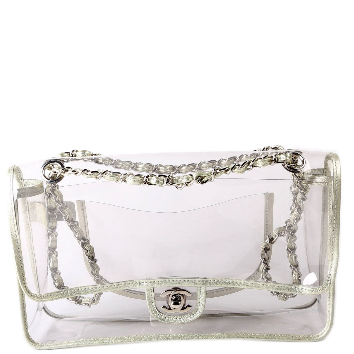Chanel Naked Medium Single Flap 12M Silver