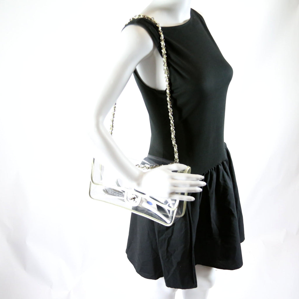 Chanel Naked Medium Single Flap 12M Silver