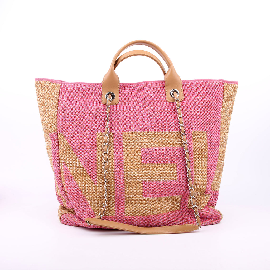 Chanel Shopping Bag Large Mixed Fibers Pink