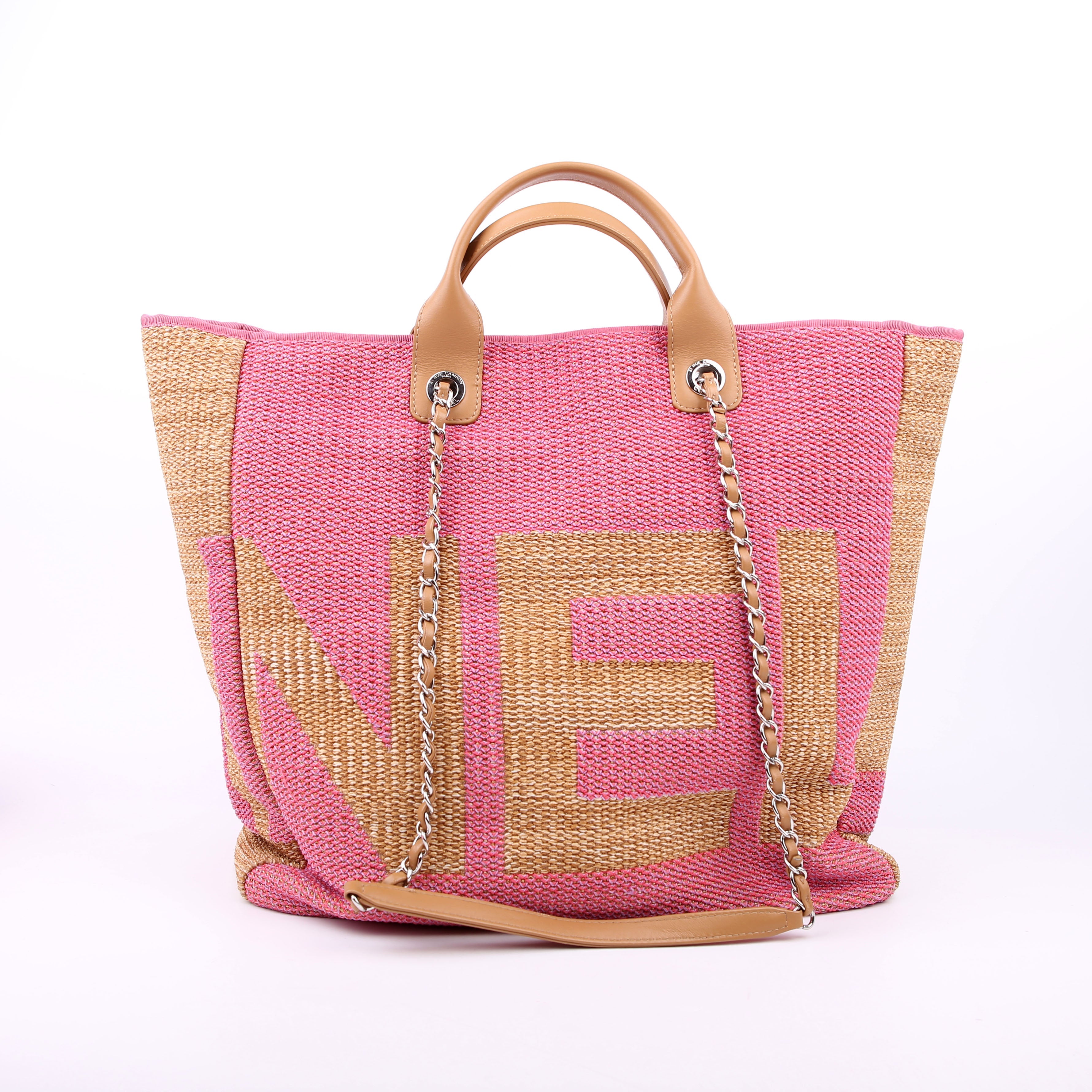 Chanel Shopping Bag Large Mixed Fibers Pink