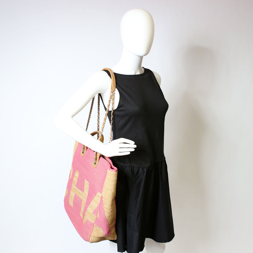 Chanel Shopping Bag Large Mixed Fibers Pink