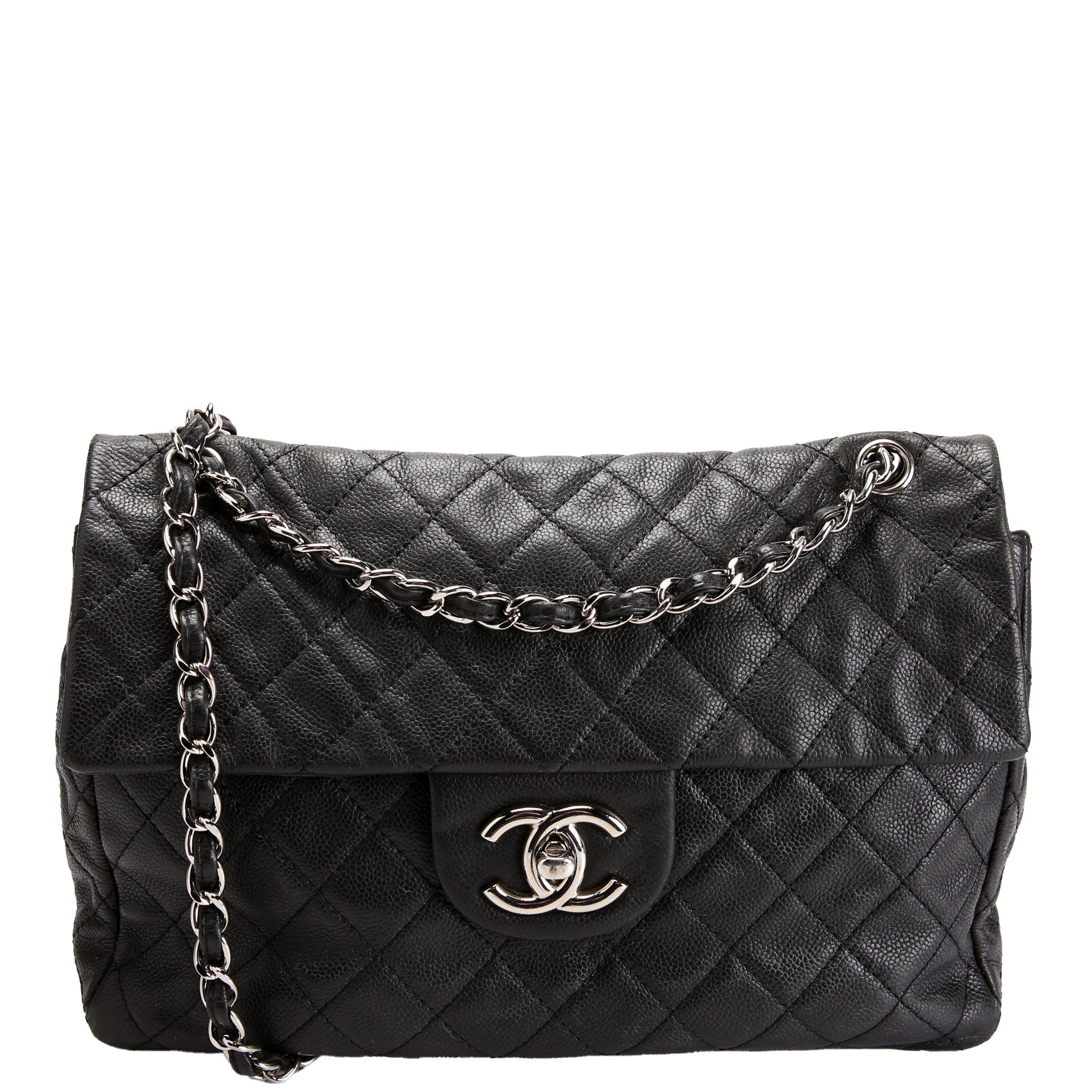 Chanel Washed Caviar Jumbo Single Flap 12M Black