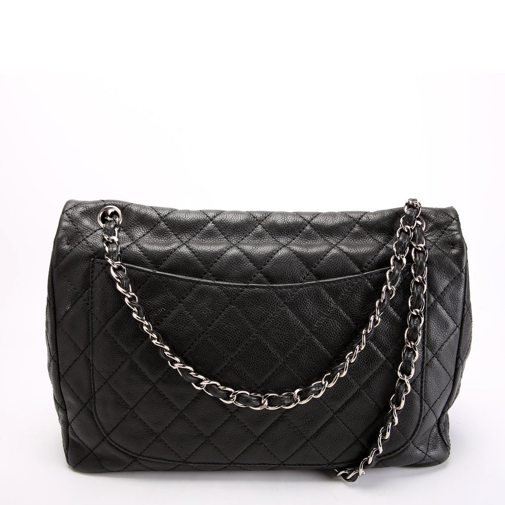 Chanel Washed Caviar Jumbo Single Flap 12M Black