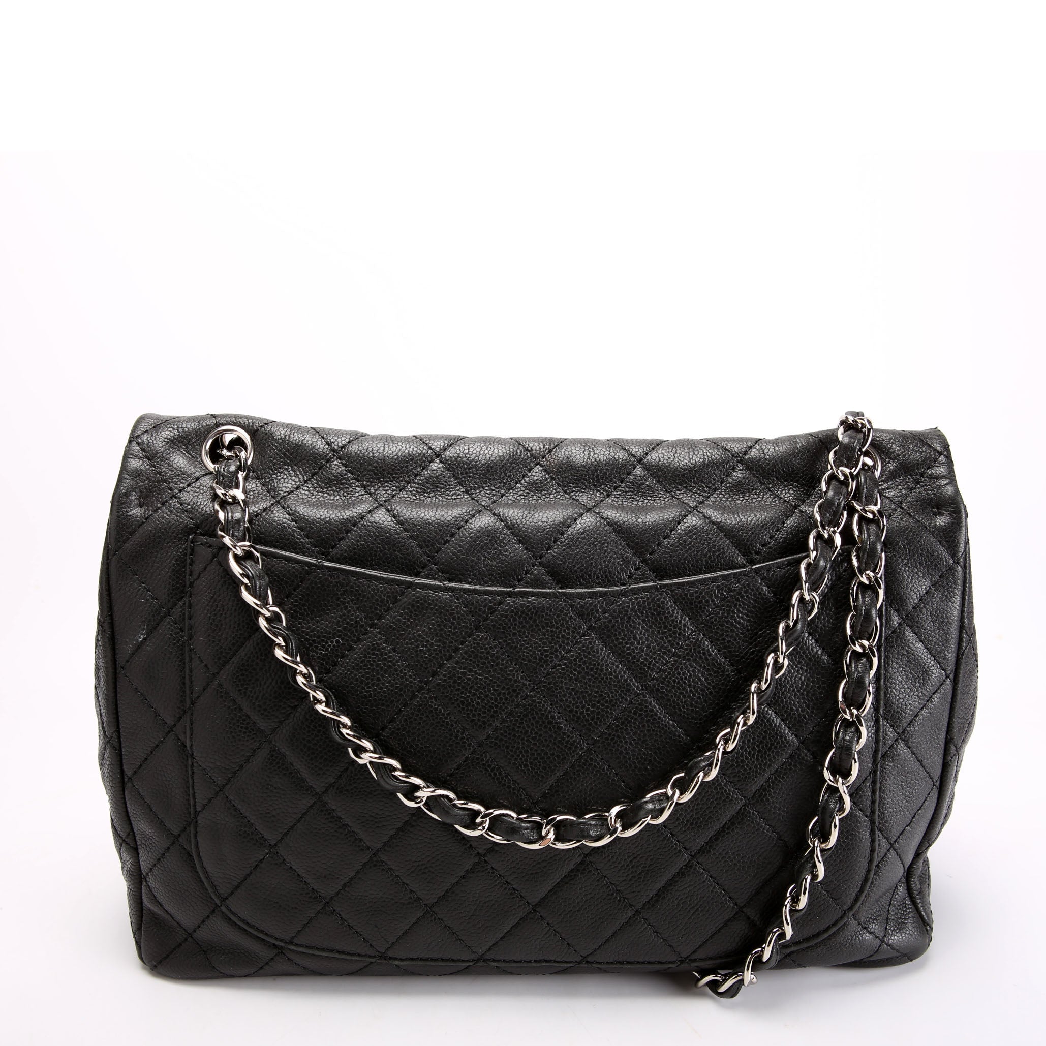 Chanel Washed Caviar Jumbo Single Flap 12M Black