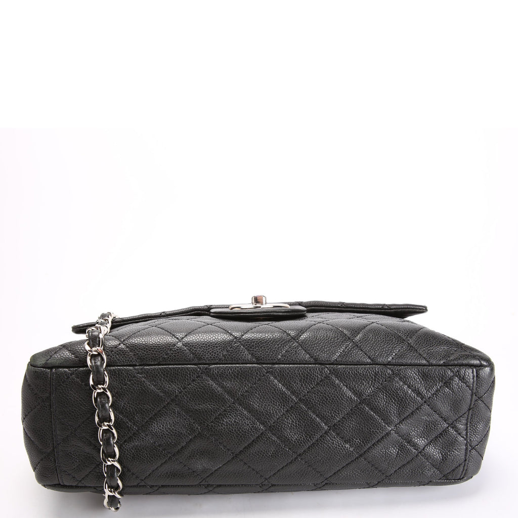Chanel Washed Caviar Jumbo Single Flap 12M Black