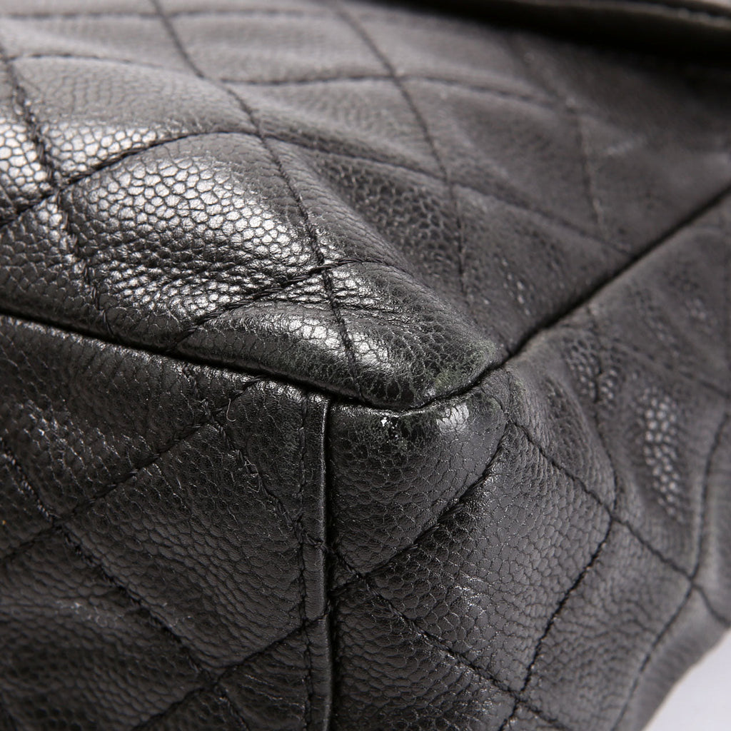 Chanel Washed Caviar Jumbo Single Flap 12M Black