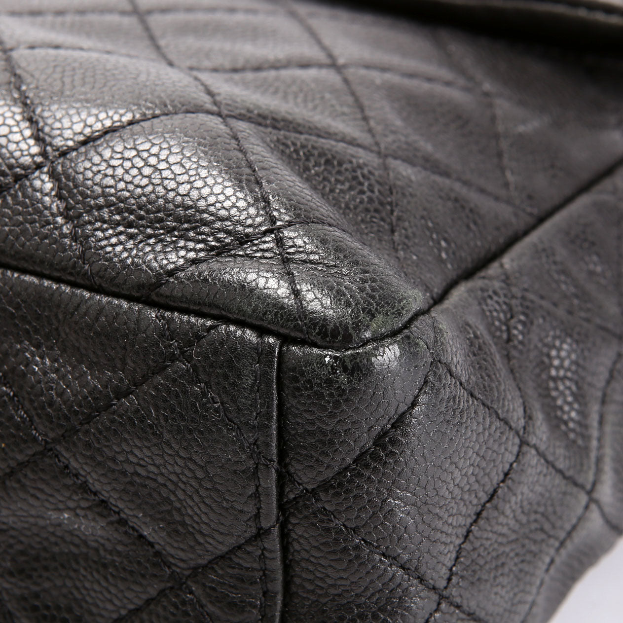 Chanel Washed Caviar Jumbo Single Flap 12M Black