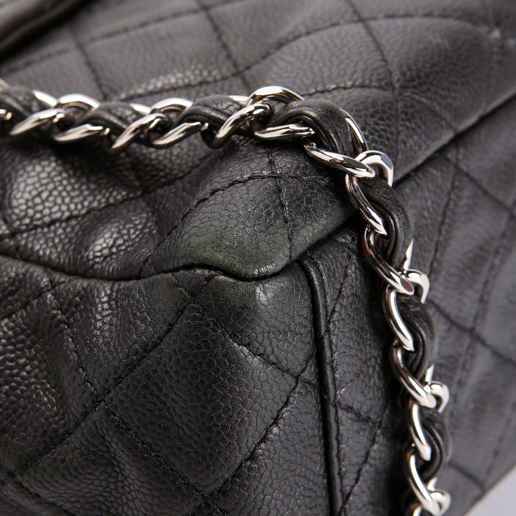 Chanel Washed Caviar Jumbo Single Flap 12M Black